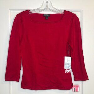 Classiques Entier | Red Square-Neck Silk Sweater
